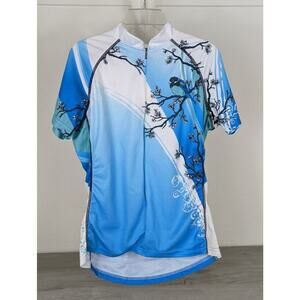 Primal Women's Bird and Blossoming Tree Road Biking Bicycling Jersey sz XL